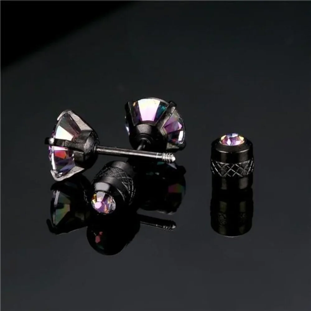 5 Pairs Titanium Screw Back Surgical Stainless Steel Stud Earrings for Men - Picture 4 of 6